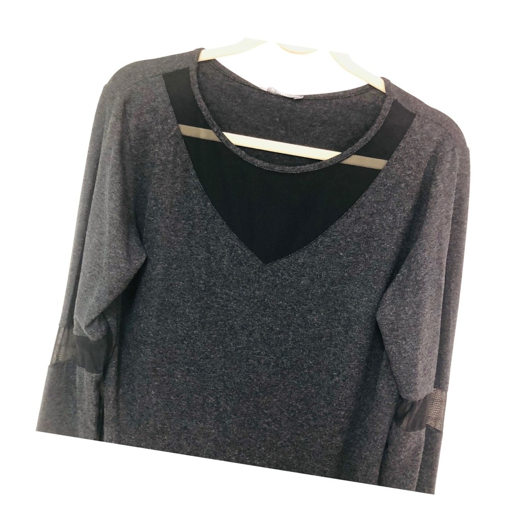 NWT Milan Kiss Black Mesh Inserts Tunic Top Witchy Goth Urban Edgy Alt Street XL